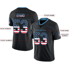 Load image into Gallery viewer, Custom Lights Out Black Powder Blue-Navy USA Flag Fashion Football Jersey
