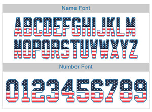 Custom Lights Out Black Powder Blue-Navy USA Flag Fashion Football Jersey