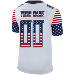 Custom White Navy-Powder Blue USA Flag Fashion Football Jersey