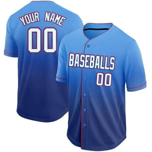 Custom Royal White-Red Fade Baseball Jersey