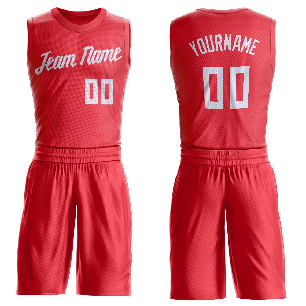 Custom Tomato White Round Neck Suit Basketball Jersey