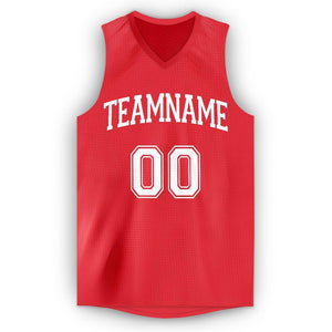Custom Tomato White V-Neck Basketball Jersey