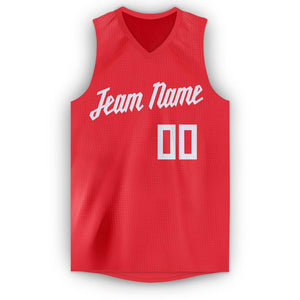 Custom Tomato White V-Neck Basketball Jersey