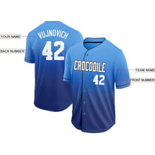 Load image into Gallery viewer, Custom Royal White-Light Blue Fade Baseball Jersey
