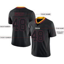 Load image into Gallery viewer, Custom Lights Out Black Burgundy-Gold Football Jersey
