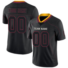 Load image into Gallery viewer, Custom Lights Out Black Burgundy-Gold Football Jersey
