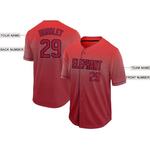 Custom Red Navy Fade Baseball Jersey