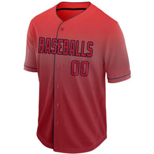 Load image into Gallery viewer, Custom Red Navy Fade Baseball Jersey
