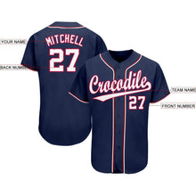 Load image into Gallery viewer, Custom Navy White-Red Baseball Jersey
