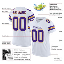 Load image into Gallery viewer, Custom White Purple-Gold Mesh Authentic Football Jersey
