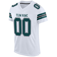 Load image into Gallery viewer, Custom White Midnight Green-Black Mesh Authentic Football Jersey
