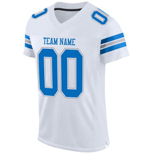Load image into Gallery viewer, Custom White Panther Blue-Light Gray Mesh Authentic Football Jersey
