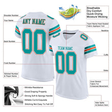 Load image into Gallery viewer, Custom White Aqua-Orange Mesh Authentic Football Jersey
