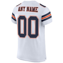 Load image into Gallery viewer, Custom White Navy-Orange Mesh Authentic Football Jersey
