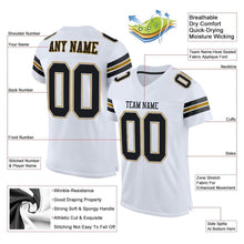 Load image into Gallery viewer, Custom White Black-Old Gold Mesh Authentic Football Jersey
