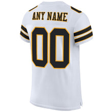 Load image into Gallery viewer, Custom White Black-Gold Mesh Authentic Football Jersey
