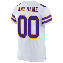 Load image into Gallery viewer, Custom White Purple-Gold Mesh Authentic Football Jersey
