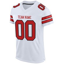 Load image into Gallery viewer, Custom White Scarlet-Black Mesh Authentic Football Jersey
