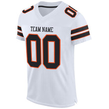 Load image into Gallery viewer, Custom White Black-Orange Mesh Authentic Football Jersey
