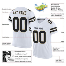 Load image into Gallery viewer, Custom White Black-Vegas Gold Mesh Authentic Football Jersey
