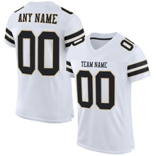 Load image into Gallery viewer, Custom White Black-Vegas Gold Mesh Authentic Football Jersey
