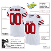 Load image into Gallery viewer, Custom White Red-Black Mesh Authentic Football Jersey
