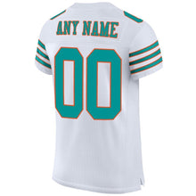 Load image into Gallery viewer, Custom White Aqua-Orange Mesh Authentic Football Jersey
