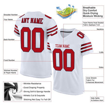 Load image into Gallery viewer, Custom White Red-Navy Mesh Authentic Football Jersey
