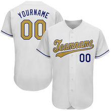 Load image into Gallery viewer, Custom White Old Gold-Royal Authentic Baseball Jersey
