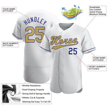 Load image into Gallery viewer, Custom White Old Gold-Royal Authentic Baseball Jersey
