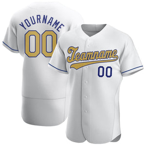 Custom White Old Gold-Royal Authentic Baseball Jersey