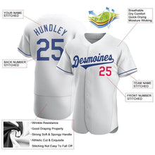 Load image into Gallery viewer, Custom White Royal-Red Authentic Baseball Jersey
