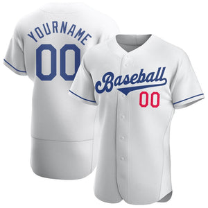 Custom White Royal-Red Authentic Baseball Jersey