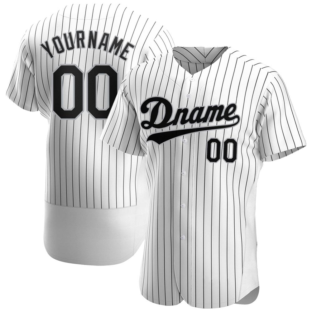 Custom White Black Strip Black-Gray Authentic Baseball Jersey