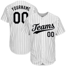 Load image into Gallery viewer, Custom White Black Strip Black-Gray Authentic Baseball Jersey
