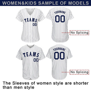Custom White Navy Strip Navy-Gray Authentic Baseball Jersey