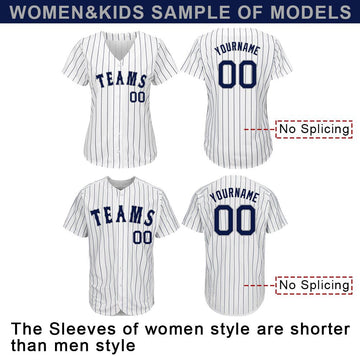 Custom White Navy Strip Navy-Gray Authentic Baseball Jersey