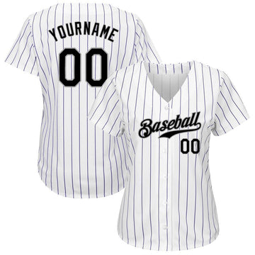 Custom White Purple Strip Black-Gray Authentic Baseball Jersey