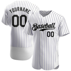 Custom White Purple Strip Black-Gray Authentic Baseball Jersey