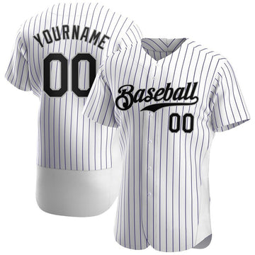 Custom White Purple Strip Black-Gray Authentic Baseball Jersey