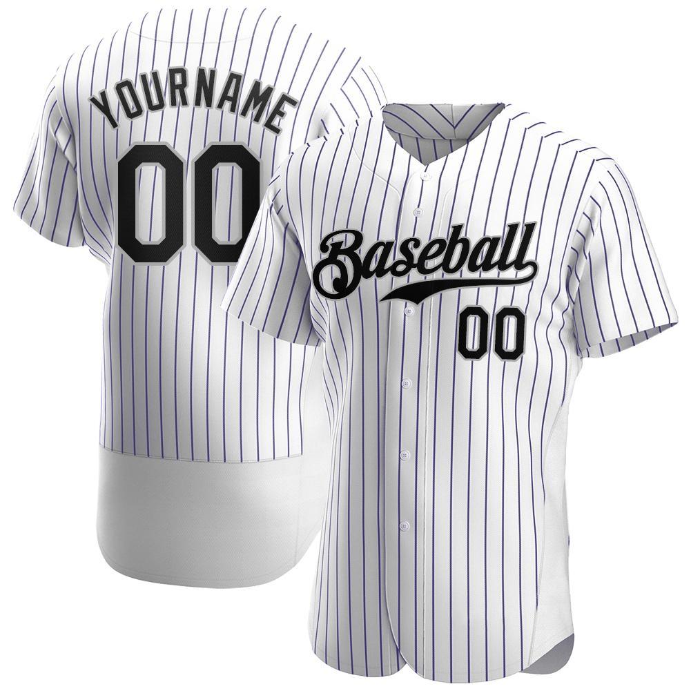 Custom White Purple Strip Black-Gray Authentic Baseball Jersey