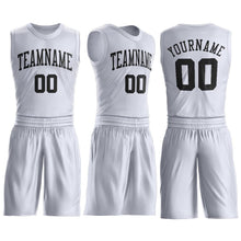 Load image into Gallery viewer, Custom White Black Round Neck Suit Basketball Jersey

