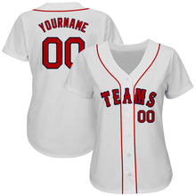Load image into Gallery viewer, Custom White Red-Navy Authentic Baseball Jersey
