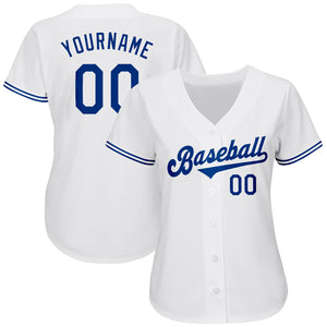 Custom White Royal Authentic Baseball Jersey