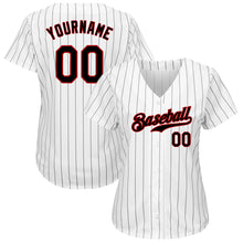 Load image into Gallery viewer, Custom White Black Strip Black-Red Authentic Baseball Jersey
