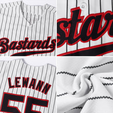 Load image into Gallery viewer, Custom White Black Strip Black-Red Authentic Baseball Jersey
