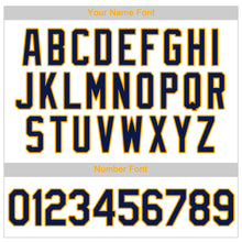 Load image into Gallery viewer, Custom White Navy Strip Navy-Gold Authentic Baseball Jersey
