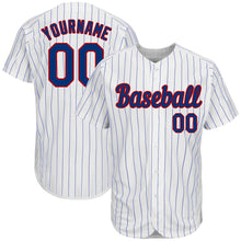 Load image into Gallery viewer, Custom White Royal Strip Royal-Red Authentic Baseball Jersey
