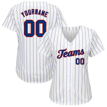 Load image into Gallery viewer, Custom White Royal Strip Royal-Red Authentic Baseball Jersey
