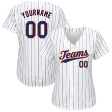 Load image into Gallery viewer, Custom White Royal Strip Royal-Orange Authentic Baseball Jersey
